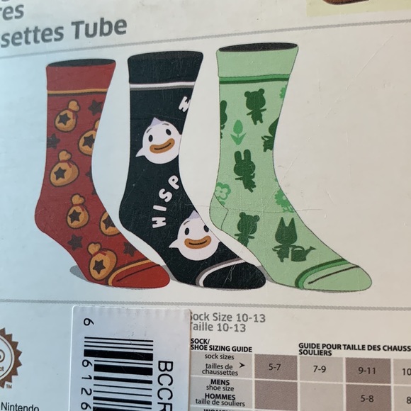 3 pack Nintendo Animal Crossing New Horizons crew socks - size 10-13 - Picture 4 of 4